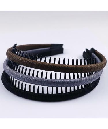 Lapohi 3PCS Women's Fashion Headbands - Non-Slip Hair Band with Teeth for Curly Hair - Comfortable Hair Hoop in Black, Silver, and Brown - Buy Online on GoSupps.com