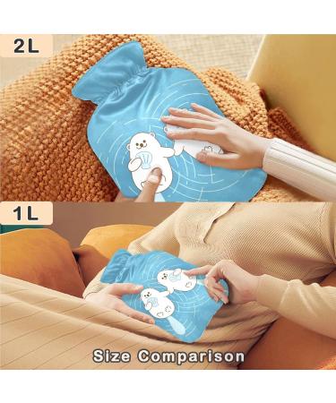 NAANLE Cartoon Sea Otters Hot Water Bottle 1L - Transparent Bag for Bed & Pain Relief | Handfeous Heat & Cold Therapy - Buy Online on GoSupps.com