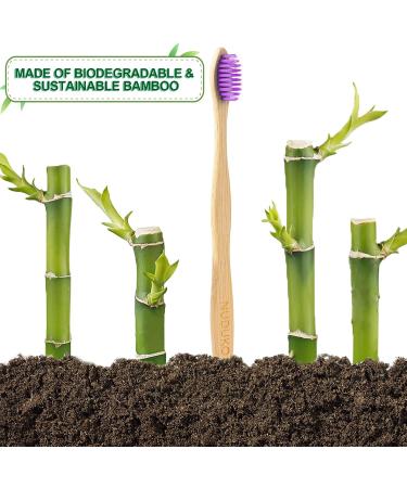 NUDUKO Biodegradable Bamboo Toothbrushes - 10 Pack, BPA Free, Soft Bristles, Eco-Friendly & Compostable - Multicolored Bristles - Buy Online on GoSupps.com