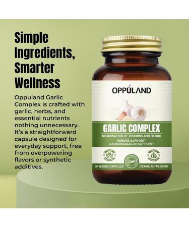 oppuland Garlic Complex - Odorless Garlic Pills with Oregano Olive Leaf Nigella Seed Vitamin D Zinc - Herbal Supplement - Cardiovascular Immune System & Natural Wellness Support - 30 Day Supply - Buy Online on GoSupps.com