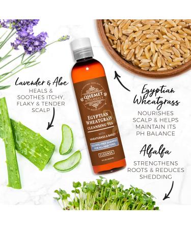 Qhemet Biologics Egyptian Wheatgrass Cleansing Tea - Sulfate-Free Shampoo for All Hair Types | Hydrating Buildup Removal Soothing Itchy Scalp & Repairing Damaged Hair (8 oz - Buy Online on GoSupps.com