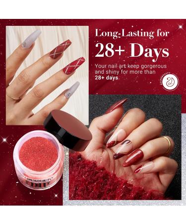 AZUREBEAUTY Silver Red Dip Powder Set | 6 Colors Sparkling Glitter Red & Burgundy | No Lamp Needed | DIY Nail Art Kit & Salon Gifts for Women - Buy Online on GoSupps.com