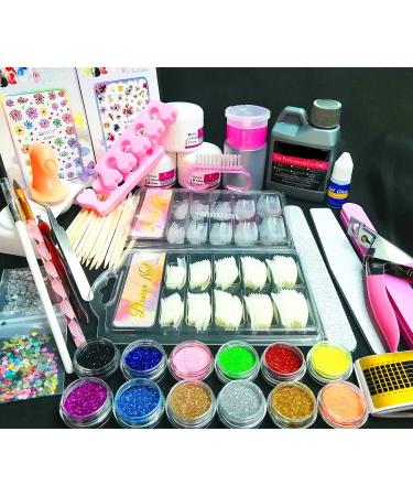 SUNBELEE Nail Kit Set Professional Acrylic with Everything, 12 Glitter Acrylic Powder Liquid Kit Nail Art Tips Nail Art Decoration, DIY Nail Art Tool Nail Supplies Acrylic Nail Kit for Beginners - Buy Online on GoSupps.com