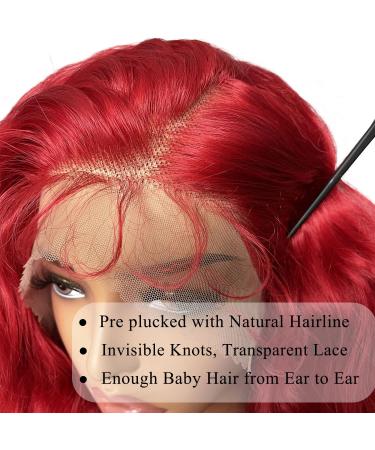 SOKU Red Lace Frontal Wig 32 Inch Body Wave | Pre Plucked with Baby Hair | Heat Resistant Synthetic Wig for Black Women - Buy Online on GoSupps.com