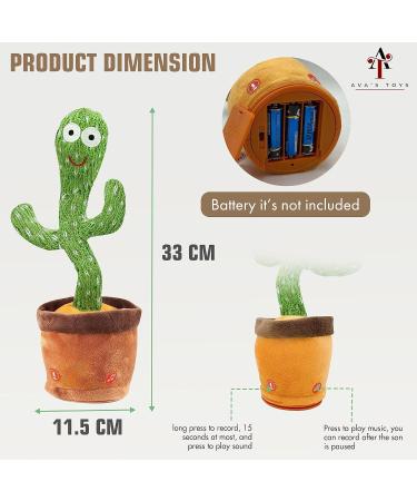 Ava's Toys Talking Cactus - Singing, Dancing, Voice Recording Plush Toy for Kids | Interactive Learning Toy for Boys and Girls - Buy Online on GoSupps.com