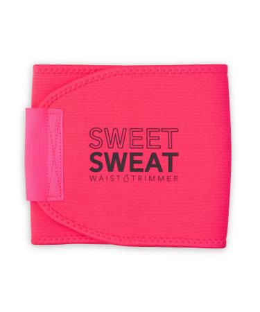 Sweet Sweat Waist Trimmer, by Sports Research - Sweat Band Increases Stomach Temp to Cut Water Weight Small Neon Pink