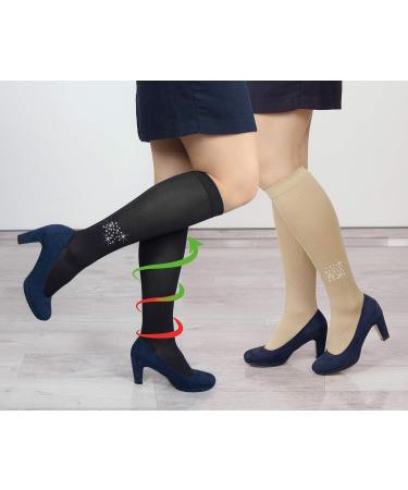 Buy Hydas 1457.1.42 Fashionable Beige Support Stockings with Rhinestones | Medical Class 1 Size 42/44 - Discreet Compression Solution - Buy Online on GoSupps.com