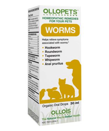 OLLOPETS Worms, Organic Homeopathic option for All Pets, 1 Fl Ounce