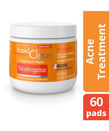 Neutrogena Rapid Clear 2% Salicylic Acid Acne Face Pads - 60 Ct Pack - Oil-Free Treatment for Acne-Prone Skin - Buy Online on GoSupps.com