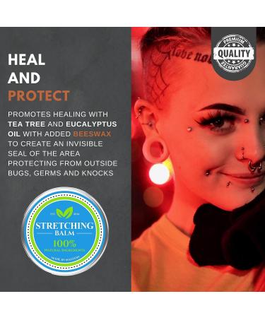 Ear Stretching Balm (15ml) Piercing Aftercare | All Natural Ingredients | 1/2 OZ Partner Kit for Earlobe Stretching - Buy Online on GoSupps.com