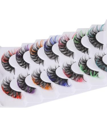 Ruairie Colored False Eyelashes - Fluffy Wispy Russian Strip Lashes - 7 Colors D Curl Volume Curly Faux Mink Lashes - Buy Online on GoSupps.com