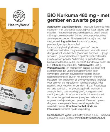 Be Healthy Group doo BIO Turmeric 480 mg with Ginger and Black Pepper 365 Capsules 1 year supply Combination of Natural Ingredients To Support the Immune System and the Whole Body - Buy Online on GoSupps.com