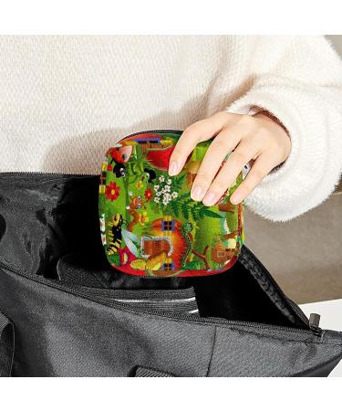 Womens Bonds Storage Pockets Still Pad - Cartoon Insect Mushroom Caterpillar Butterfly Portable Period Kit Bag | Feminine Product Organizer for Girls - Buy Online on GoSupps.com