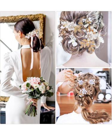 Didiseaon Flower Bridal Combs Bridal Flower Hair Accessory Rhinestone Hairpin Rhinestones Wedding Side Comb Handmade Flower Pearl Hairpin for Wedding Bridal - Buy Online on GoSupps.com