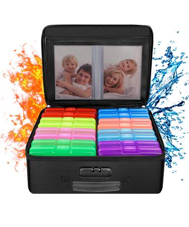 ENGPOW Fireproof Photo Storage Box with 16 Inner 4" x 6" Photo Cases(Multi-Colored) Photo Organizer Box with Lock Collapsible Portable Photo Storage Containers with Handle for Photos Picture Craft Box+16 Colored 4" x 6" Photo Case - Buy Online on GoSupps.com
