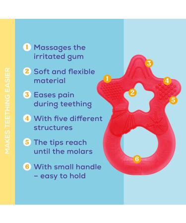 Dentistar Bei ring Set | Teether for Babies & Toddlers 3+ Months | Soft Dental Aid & Massage Ring | Made in Germany | Red & Blue - Buy Online on GoSupps.com