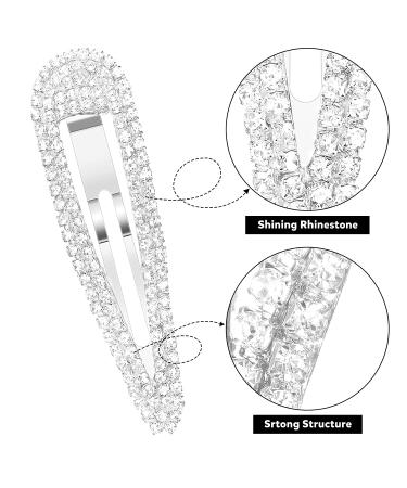 Crystal Rhinestone Snap Hair Clips - 16 Pieces Silver Hair Barrettes for Women & Girls - Bridal Wedding Hairpins - Buy Online on GoSupps.com
