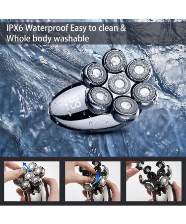 5-in-1 Detachable Head Shaver for Bald Men | 7D Electric Shaver IPX7 Waterproof Grooming Kit with LED Display - RS-6900S - Buy Online on GoSupps.com