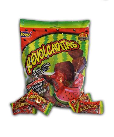 Jovy Revolcaditas Chili Watermelon Candy 6oz Bag - Spicy Watermelon Chili Flavor - 6 Ounce Pack of 1 - Buy Online on GoSupps.com