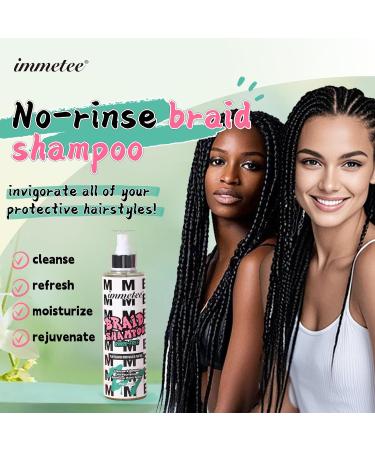 immetee Braid Sheen Spray Rinse-Free Braid Shampoo Brume tress e nettoyante hydratante l'arbre th et l'olive Anti-dandruff Itch relief formula 250ml/8.79 fl.oz - Buy Online on GoSupps.com
