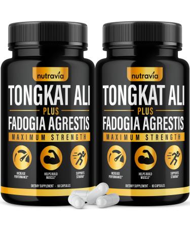 (2 Pack) Tongkat Ali Fadogia Agrestis for Men Supplement Male Nitric Oxide Booster Longjack Tongkat Ali Extract Powder Vitamins Test Pump Flow Performance Blend Tongkat-Ali for Women (120 Capsules)