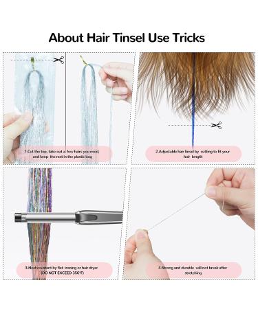 47 1200 Strands Hair Tinsel Kit | Glitter Tinsel Extensions for Women & Girls - Mixed Gold & Silver | Sparkling Fairy Hair Accessories for Festival Party | Includes Tools - Buy Online on GoSupps.com
