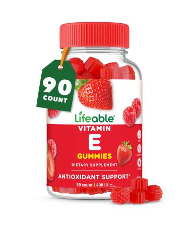 Lifeable Vitamin E Gummies | 400 IU | Great Tasting Vitamin E Supplements | Skin Eye Health and Immune Function Support | VIT E for Adults Men Women | 90 Gummies