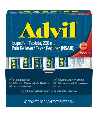Advil Pain Reliever and Fever Reducer Pain Relief Medicine with Ibuprofen 200mg for Headache Backache Menstrual Pain and Joint Pain Relief - 100 Coated Tablets