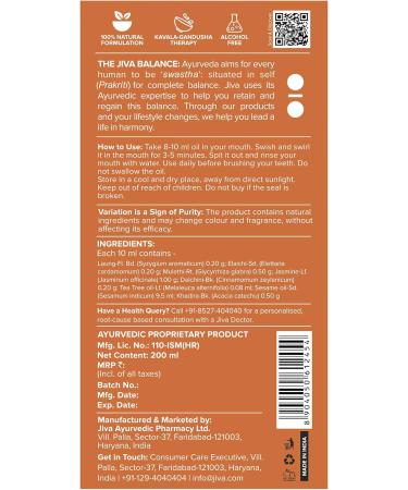 Jiva Ayurveda Oil Pulling Mouthwash - 6.76 Fl Oz Natural Teeth Whitening & Gum Health Ayurvedic Oral Rinse with Sesame Oil Clove & Cardamom Alcohol-Free Oral Detox for Fresh Breath 200Ml - Buy Online on GoSupps.com