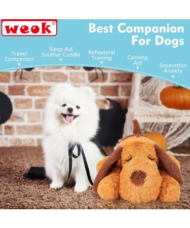 WEOK Puppy Heartbeat Toy - Anxiety Relief Plush for Dogs & Cats - Calming Behavioral Aid - Brown - Buy Online on GoSupps.com