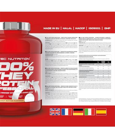 Scitec Nutrition 100% Whey Protein Professional - Gluten-Free Digestive Enzymes & Amino Acids - Peanut Butter Flavor 2.35 kg - International Shipping Available - Buy Online on GoSupps.com
