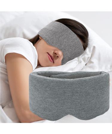 Sleep Mask for Men Women,100% Cotton Sleep Eye Mask with Fully Adjustable Strap, 100% Light Blocking Eye Mask for Sleeping, 0 Pressure Eye Covers for Travel Yoga Nap (Gray)