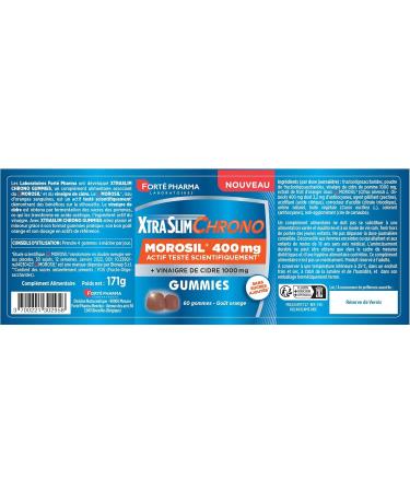 Fort Pharma - XtraSlim Chrono Gummies Morosil minceur - Vinaigre de cidre - Compl ment alimentaire perte de poids - Bien etre - Format partique go t orange - 60 gommes 15 jours - Buy Online on GoSupps.com