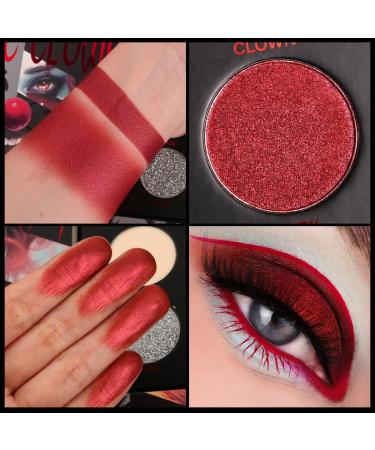 Black Red Eyeshadow Palette Goth Clown Halloween Makeup White Silver Glitter Metallic Red Black Eyeshadow Palette Highly Pigmented Joker Vampire Christmas True Red Smoky Eye Makeup Vegan Cruelty free White Black Red - Buy Online on GoSupps.com