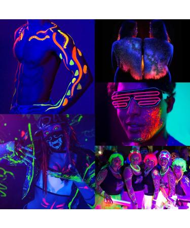 Glow In The Dark Face Paint - UV Blacklight Halloween Makeup & Neon Accessories | No Transfer Body Paint & Water Activated Eyeliner - Buy Online on GoSupps.com