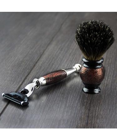 4Pc Men's Shaving Kit | 3 Edge Razor Black Badger Hair Brush & Stands | Perfect Grooming Set for Men - International Shipping - Buy Online on GoSupps.com