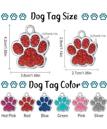 TEAYASON Personalised Dog Tag Dog Tags for Pets Engraved Custom Zinc Alloy Glitter Paw Print Name ID Tag for Dog Cat Pet(29x27mm Pink) - Buy Online on GoSupps.com