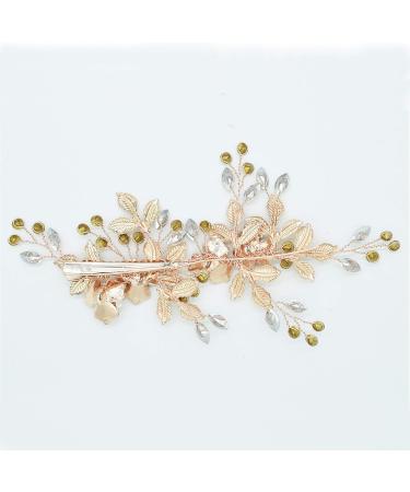 Rose Gold Wedding Hair Clip - Handmade Bridal Headpiece with Rhinestone Crystals - Buy Online on GoSupps.com
