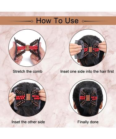CCbeauty Magic Hair Comb Set - 6pcs Double Slide Stretching Hairpins for Women | Decorative Elastic Beaded Clips for Popular Hairstyles - Buy Online on GoSupps.com