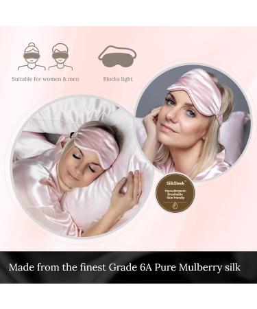 SILKSLEEK 22 Momme Pure Mulberry Silk Sleeping Eye Mask - 100% Silk Filled Travel Essentials for Super Soft Comfort - Blush Pink - Buy Online on GoSupps.com