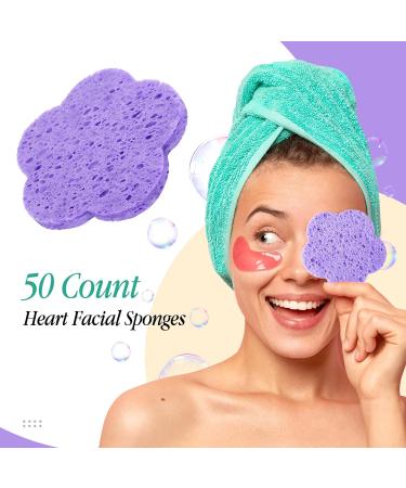 50-Count Compressed Flower Shaped Face Sponges | Disposable & Reusable | Exfoliating Facial Wash Sponge | Purple - Buy Online on GoSupps.com