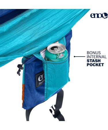 ENO DoubleNest Hammock - Lightweight & Portable 2 Person Hammock for Camping, Hiking, and Travel - Aqua/Sapphire/Amber - Buy Online on GoSupps.com