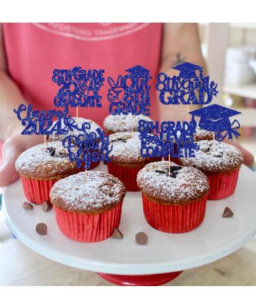 JKQ 32 Pieces 8th Grade Grad Cupcake Toppers Blue Glittery Eighth Grade Graduation Cupcake Decorations Class of 2024 Peace out 8th Grade Cupcake Picks for Middle School Grad Party Cupcake Decorations - Buy Online on GoSupps.com