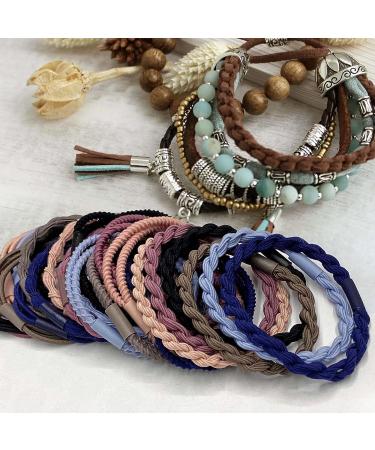 Palksky Morandi Hair Ties Bracelets - 24 Pcs Braided Hair Bands for Thick Hair | Women's Hair Accessories - Buy Online on GoSupps.com