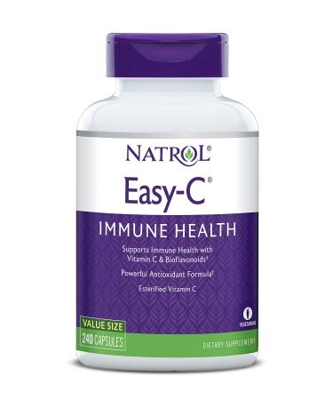 Natrol Easy-C Immune Health, Supports Immune Health with Vitamin C and Bioflavonoids, Bios Vegi Capsules, 500 mg, 240 Count 240 Count (Pack of 1) Capsule
