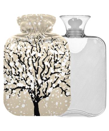 Naanle hot water bottle with cover Christmas snow tree transparent hot water bottle heat bottle for back pain relief handfoot warmer neck warmth and cold therapy 2l