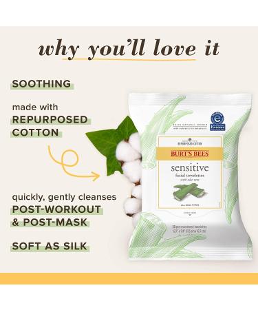 Burt's Bees Sensitive Facial Towelettes with Aloe Vera - 30 Pre-Moistened Wipes for Gentle Cleansing - Buy Online on GoSupps.com