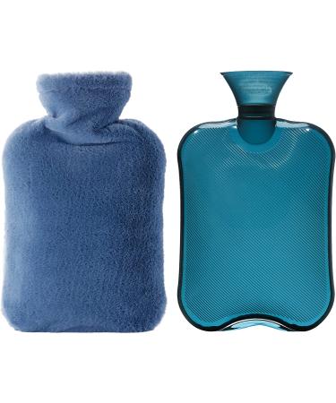 Samply 2L Hot Water Bottle with Blue Furry Cover - Hot Water Bag for Comfort and Relief - Buy Online on GoSupps.com