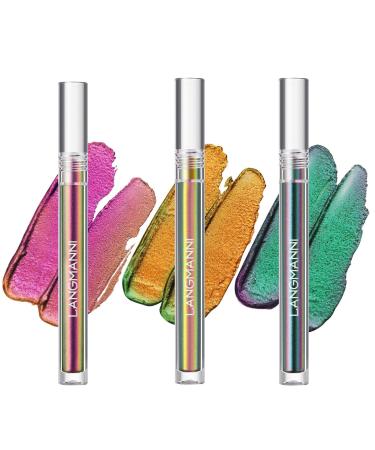 3 Chameleon Liquid Eyeshadow | Glitter Multichrome Eye Shadow | Eye Make-up Long-Lasting with No for All Skin Tones