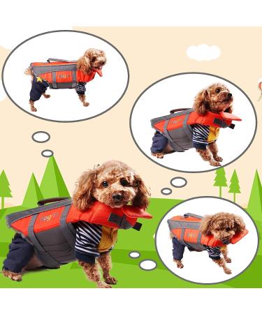 Adjustable Dog Life Jacket with Rescue Handle for Large Dogs - Orange | Pet Floatation Vest for Pool, Beach, Boating - Buy Online on GoSupps.com